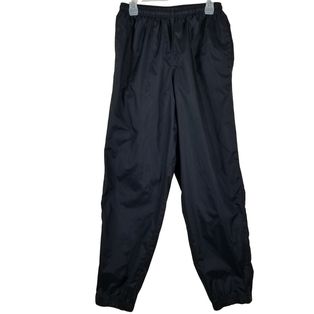 Nike Vintage Black Windbreaker Track Pants Mens Large Nylon Joggers Zipper Ankle